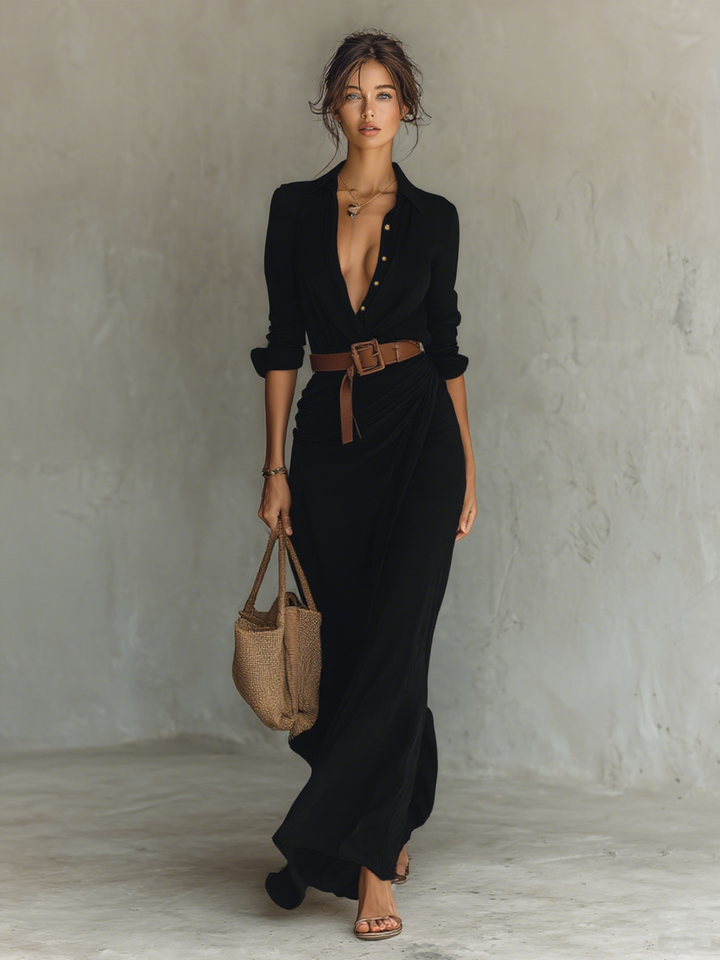 The Celestia Draped Shirt Dress