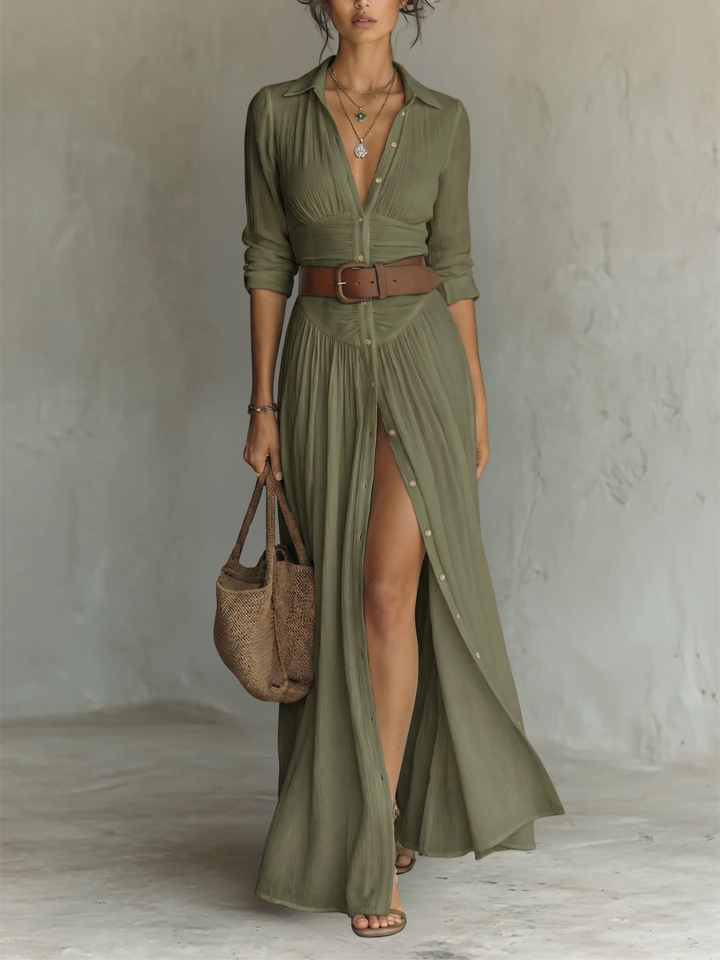 The Flavienne Pleated Shirt Dress